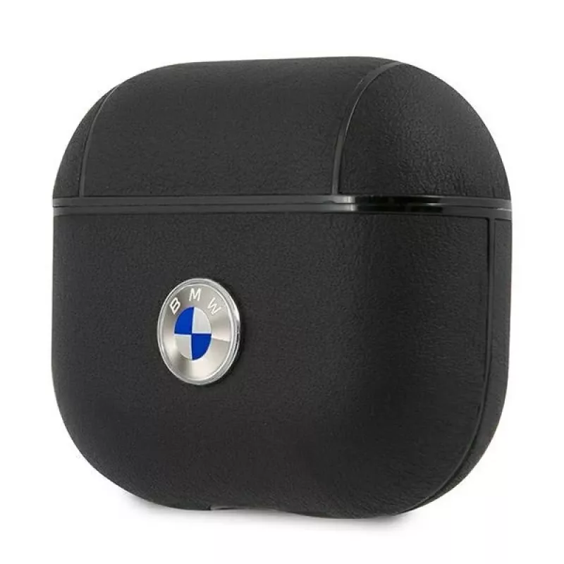 BMW BMA3SSLBK AirPods 3 Hülle Schwarz Echtleder Silbernes Logo