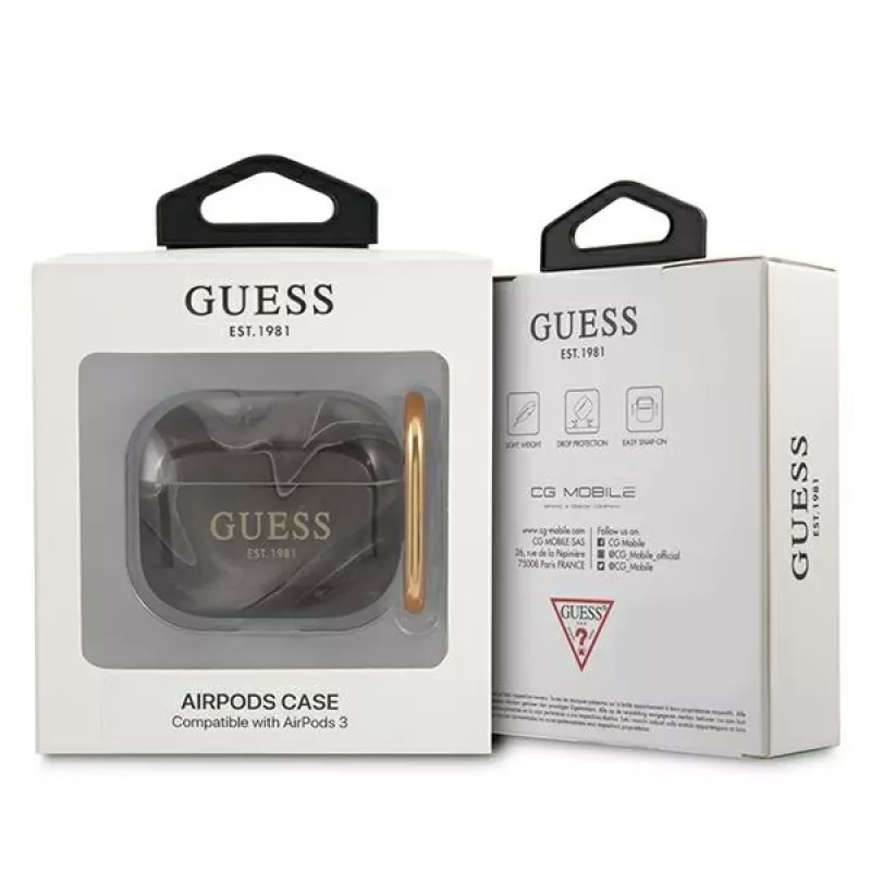 Guess GUA3UNMK AirPods 3 Cover Black Marble Collection