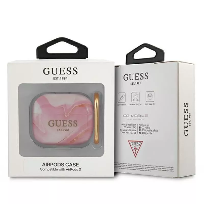 Guess GUA3UNMP AirPods 3 Hülle Pink Marble Collection