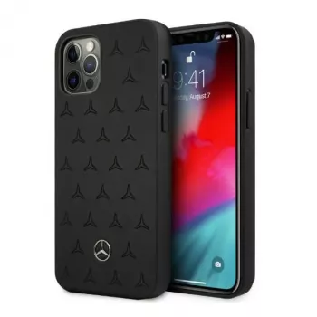 Mercedes-Benz iPhone 12 Pro Max 6,7 inch Hardcase Leder Stars Pattern Schwarz