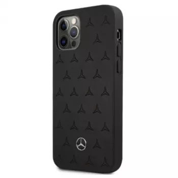 Mercedes-Benz iPhone 12 Pro Max 6,7 inch Hardcase Leder Stars Pattern Schwarz