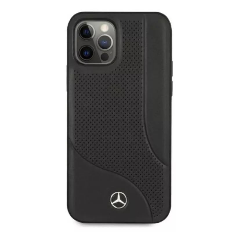 Mercedes-Benz iPhone 12 Pro Max 6,7 inch Schwarze Hartschale Leder mit Perforation