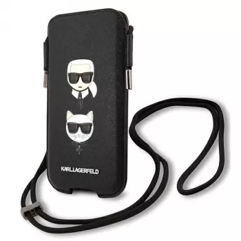 Karl Lagerfeld Ikonik Karl & Choupette Head Hard Case für iPhone 12 / 12 Pro 6,1 inch - Schwarz