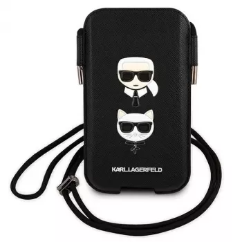 Karl Lagerfeld Ikonik Karl & Choupette Head Hard Case für iPhone 12 / 12 Pro 6,1 inch - Schwarz