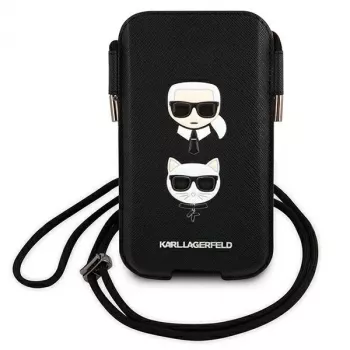 Karl Lagerfeld Ikonik Karl & Choupette Head Saffiano Hard Case für Apple iPhone 12 Pro Max 6,7 inch Schwarz