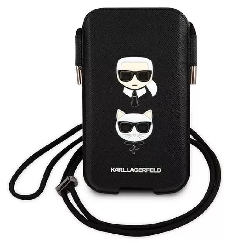 Karl Lagerfeld Ikonik Karl & Choupette Head Saffiano Hard Case für Apple iPhone 12 Pro Max 6,7 inch Schwarz