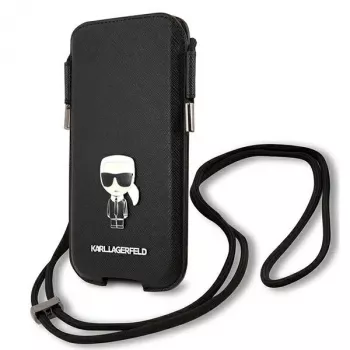 Karl Lagerfeld Saffiano Ikonik Karl Hard Case für iPhone 12/12 Pro 6,1 inch - Schwarz
