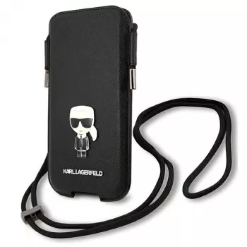 Karl Lagerfeld Saffiano Ikonik Hard Case für Apple iPhone 12 Pro Max, Schwarz