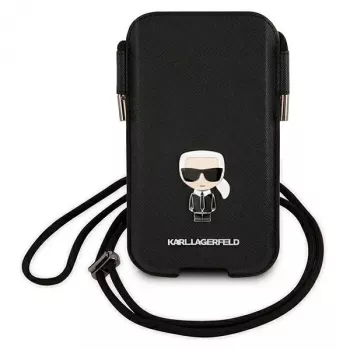 Karl Lagerfeld Saffiano Ikonik Hard Case für Apple iPhone 12 Pro Max, Schwarz