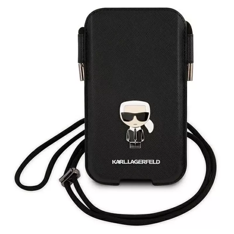 Karl Lagerfeld Saffiano Ikonik Hard Case für Apple iPhone 12 Pro Max, Schwarz