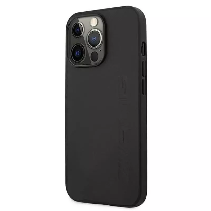 AMG AMHCP13LDOLBK iPhone 13 Pro Hard Case Genuine Leather Hot Stamped Black