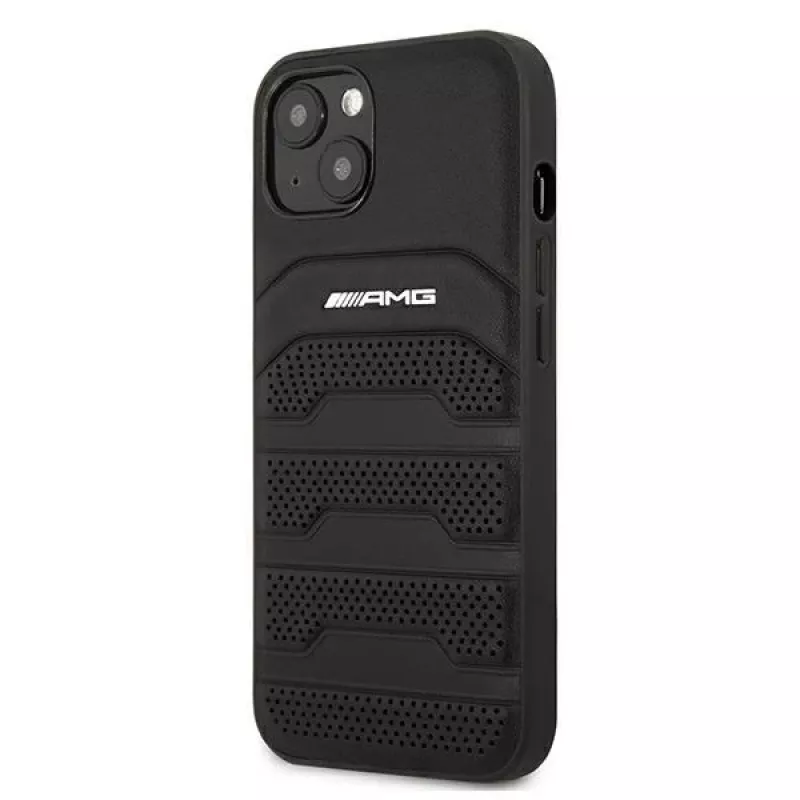 AMG AMHCP13SGSEBK iPhone 13 Mini 5,4 inch Hardcase Leder Schwarz mit geprägten Linien