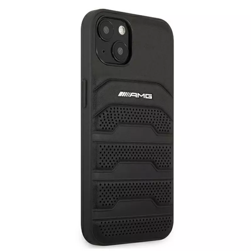 AMG AMHCP13SGSEBK iPhone 13 Mini 5,4 inch Hardcase Leder Schwarz mit geprägten Linien