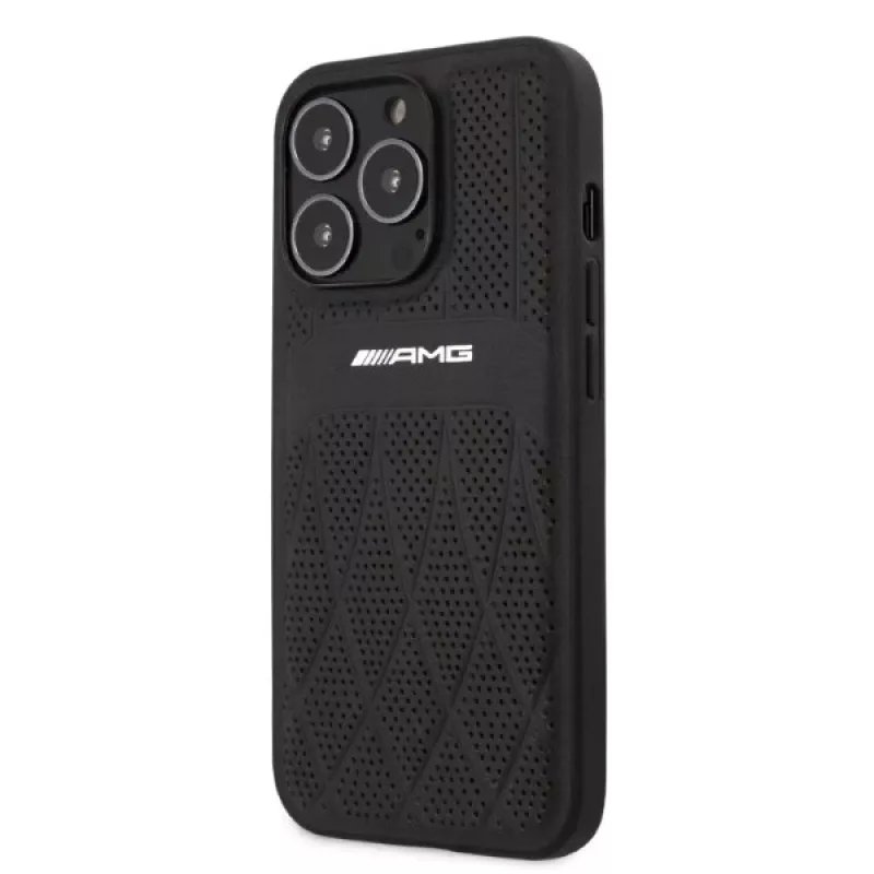 AMG AMHCP13LOSDBK iPhone 13 Pro Hardcase Leder Curved Lines Schwarz