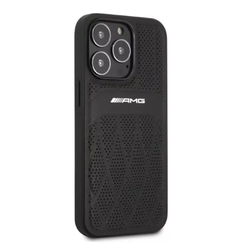 AMG AMHCP13LOSDBK iPhone 13 Pro Hardcase Leder Curved Lines Schwarz