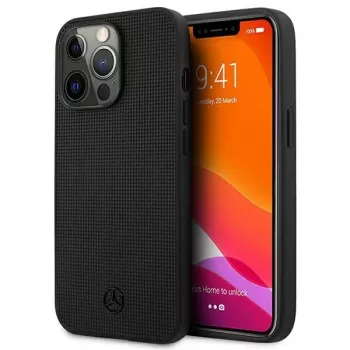 Mercedes-Benz MEHCP13LMBLBK iPhone 13 Pro /13 6,1 inch Black Hardcase Leder Meshed Metal Logo