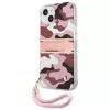 Guess GUHCP13MKCABPI Hard Case für iPhone 13 / 14 / 15 6,1 inch Pink Camo Strap Collection