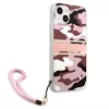 Guess GUHCP13MKCABPI Hard Case für iPhone 13 / 14 / 15 6,1 inch Pink Camo Strap Collection