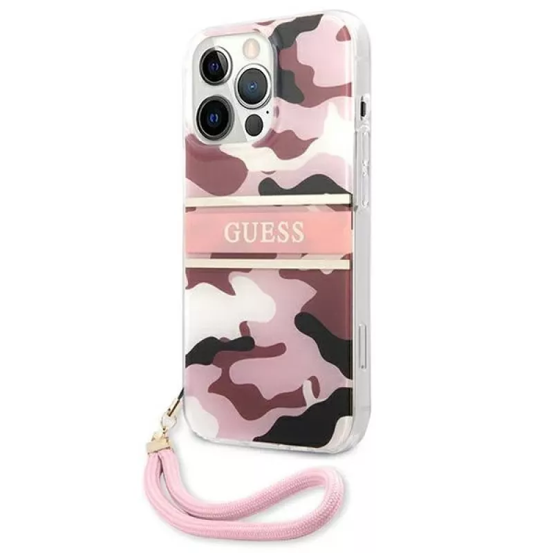 Guess Camo Strap Collection Hard Case für Apple iPhone 13 Pro / iPhone 13, Pink