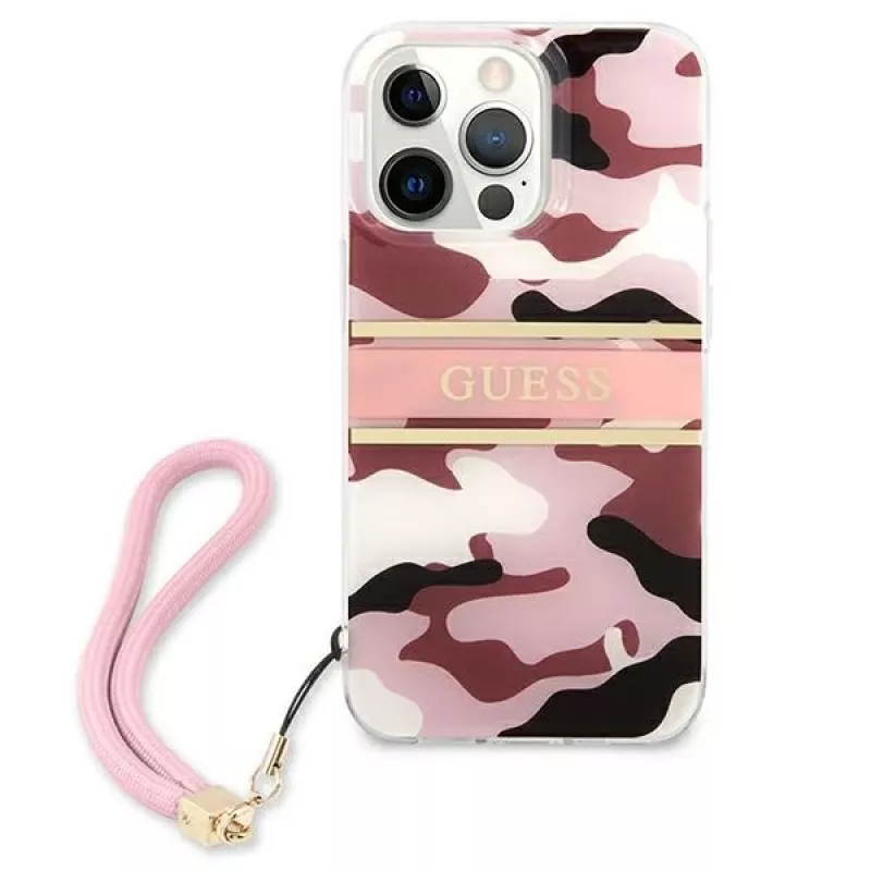Guess Camo Strap Collection Hard Case für Apple iPhone 13 Pro / iPhone 13, Pink