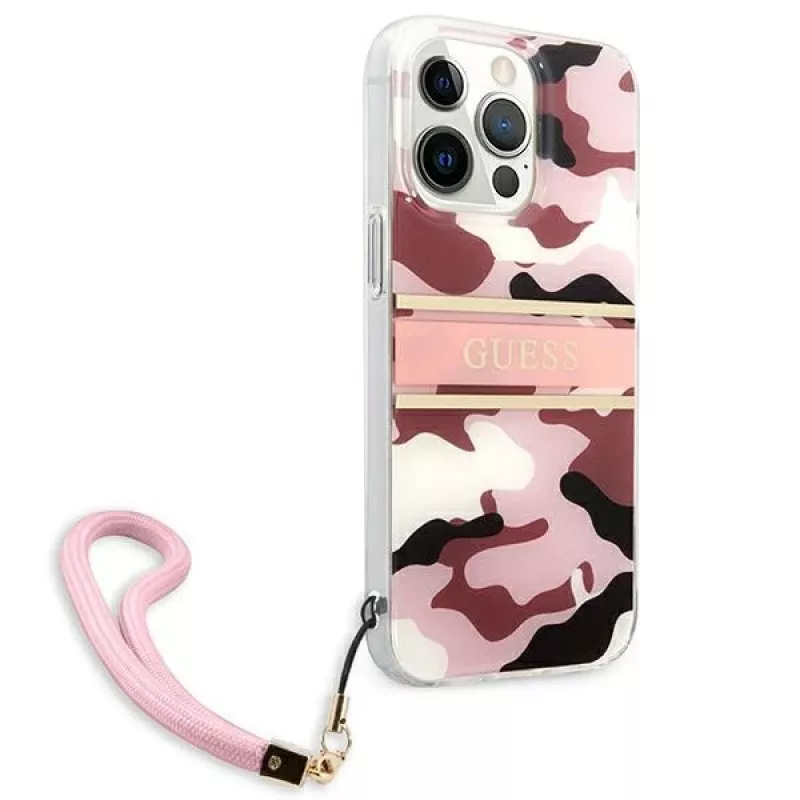 Guess Camo Strap Collection Hard Case für Apple iPhone 13 Pro / iPhone 13, Pink