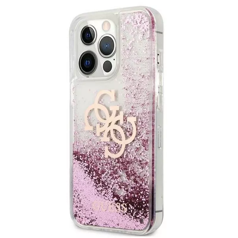 Guess GUHCP13XLG4GPI Hard Case für Apple iPhone 13 Pro Max 6,7 inch Pink Liquid Glitter 4G Big