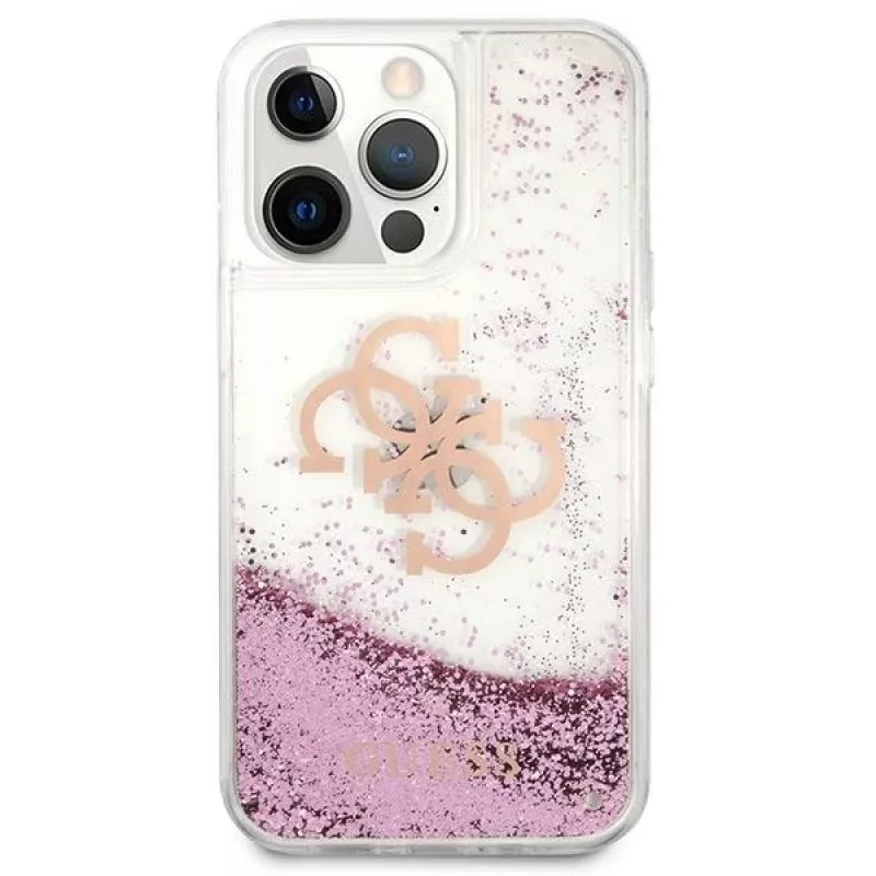 Guess GUHCP13XLG4GPI Hard Case für Apple iPhone 13 Pro Max 6,7 inch Pink Liquid Glitter 4G Big