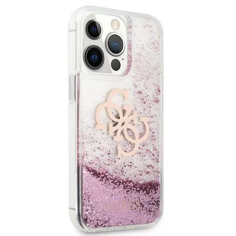 Guess GUHCP13XLG4GPI Hard Case für Apple iPhone 13 Pro Max 6,7 inch Pink Liquid Glitter 4G Big