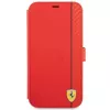 Ferrari FESAXFLBKP13SRE On Track Carbon Stripe Book Case für iPhone 13 mini, Rot