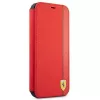 Ferrari FESAXFLBKP13SRE On Track Carbon Stripe Book Case für iPhone 13 mini, Rot