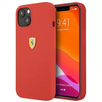 Ferrari FESSIHCP13SRE Silikon-Hartschalenhülle für Apple iPhone 13 mini 5,4 inch Rot
