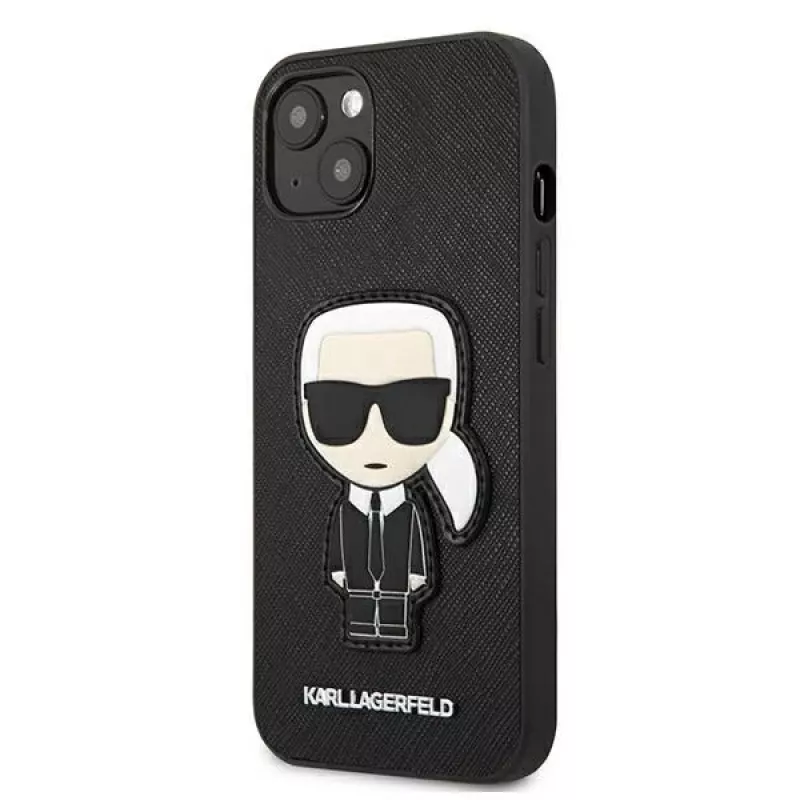 Karl Lagerfeld KLHCP13SOKPK iPhone 13 Mini 5,4 inch Black Hardcase Saffiano Ikonik Karl Patch