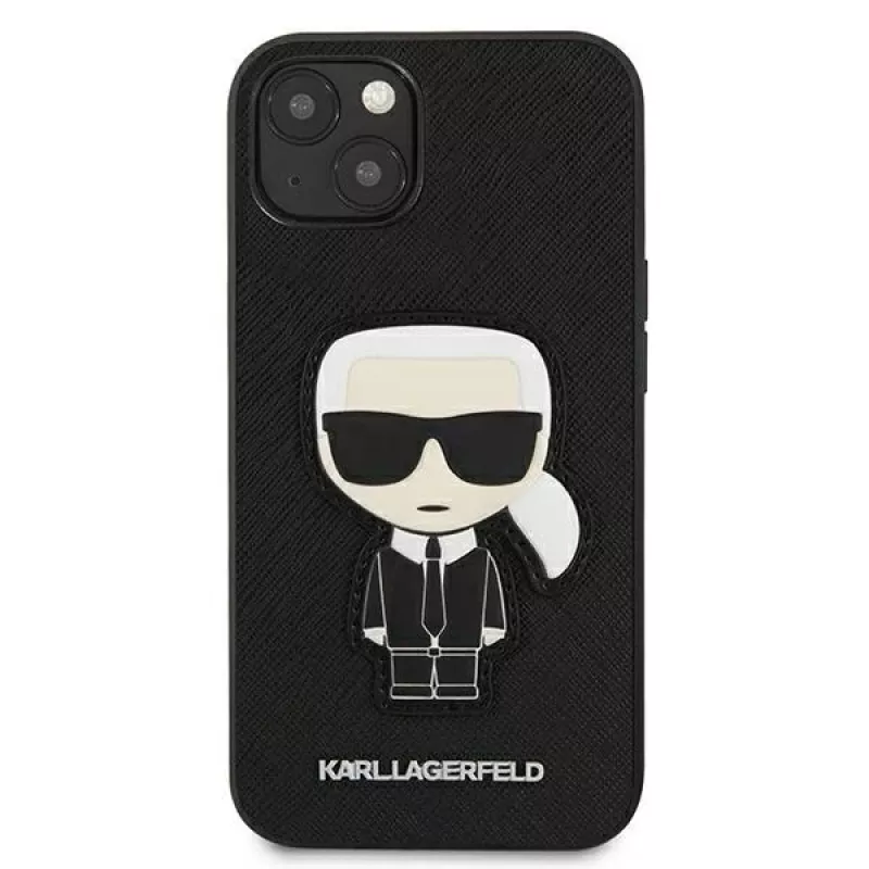 Karl Lagerfeld KLHCP13SOKPK iPhone 13 Mini 5,4 inch Black Hardcase Saffiano Ikonik Karl Patch