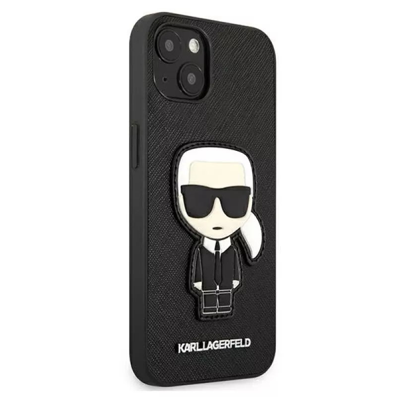 Karl Lagerfeld KLHCP13SOKPK iPhone 13 Mini 5,4 inch Black Hardcase Saffiano Ikonik Karl Patch