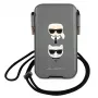 Karl Lagerfeld Ikonik Hardcase für Apple iPhone 12 Pro Max, Grau Saffiano PU, Karl & Choupette Head Design