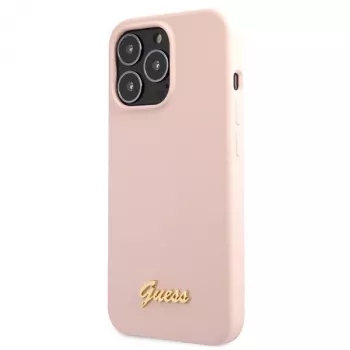 Guess Silicone Script Gold Logo Hard Case für Apple iPhone 13 Pro Max 6,7 inch - Hellrosa
