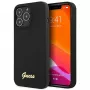 Guess GUHCP13XLSLMGBK iPhone 13 Pro Max 6,7 inch Schwarze Silikon-Hülle mit goldenem Script-Logo
