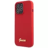Guess GUHCP13XLSLMGRE iPhone 13 Pro Max 6.7 Burgundy Silicone Hard Case with Vintage Gold Logo