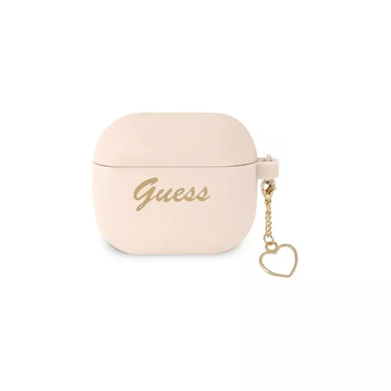 Guess GUA3LSCHSP Silikon-Charm Heart Collection Hülle für Apple AirPods 3. Generation – Pink
