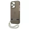Guess GUHCP13LHTSGSK Translucent Hard Case mit Handschlaufe für Apple iPhone 13 Pro / iPhone 13, Schwarz