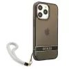 Guess GUHCP13LHTSGSK Translucent Hard Case mit Handschlaufe für Apple iPhone 13 Pro / iPhone 13, Schwarz
