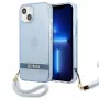 Guess GUHCP13SHTSGSB iPhone 13 mini 5,4 inch Blue Translucent Hardcase mit Trageriemen