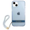 Guess GUHCP13SHTSGSB iPhone 13 mini 5,4 inch Blue Translucent Hardcase mit Trageriemen