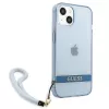 Guess GUHCP13SHTSGSB iPhone 13 mini 5,4 inch Blue Translucent Hardcase mit Trageriemen