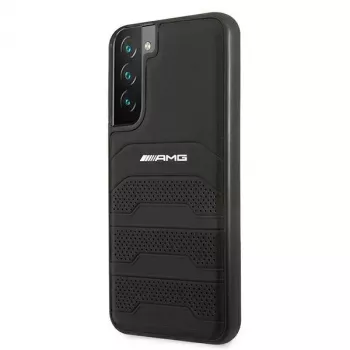 AMG AMHCS22MGSEBK Hardcase Leder mit geprägten Linien für Samsung Galaxy S22+ (SM-S906) - Schwarz
