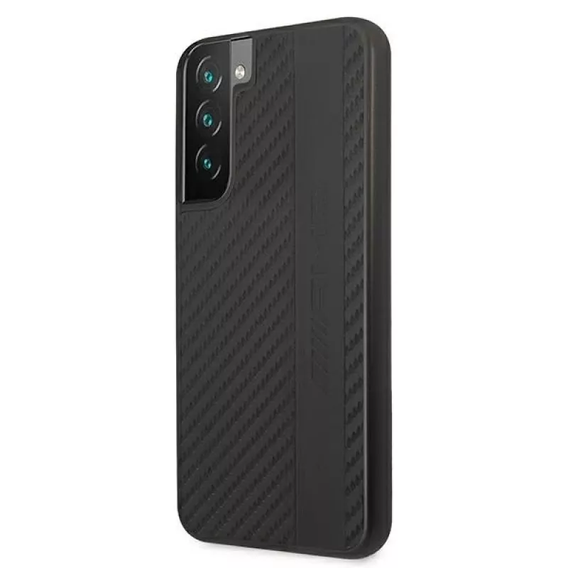 AMG AMHCS22MBLSCA Hard Case für Samsung Galaxy S22+ Carbon Stripe & Embossed Schwarz