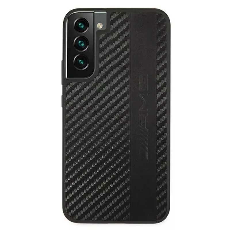 AMG AMHCS22MBLSCA Hard Case für Samsung Galaxy S22+ Carbon Stripe & Embossed Schwarz