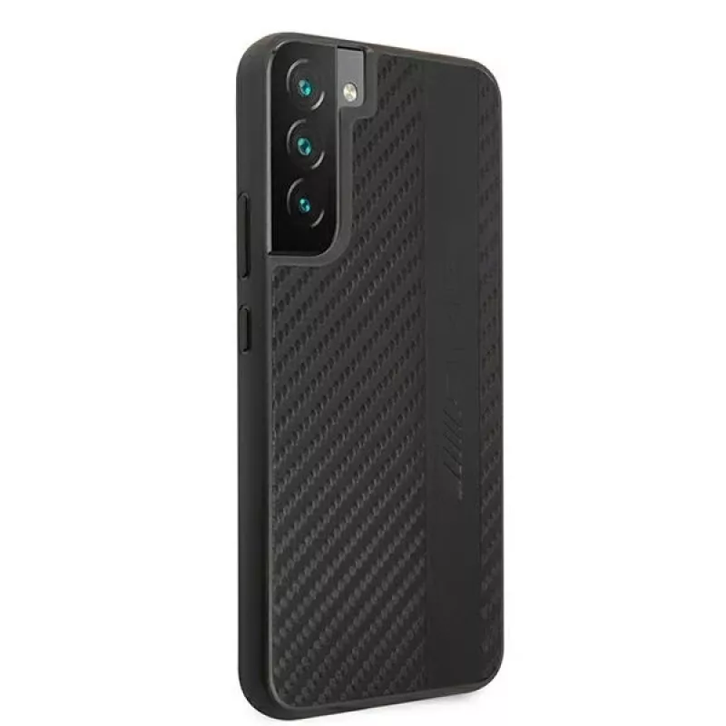 AMG AMHCS22MBLSCA Hard Case für Samsung Galaxy S22+ Carbon Stripe & Embossed Schwarz