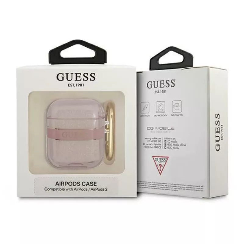 Guess GUA2HHTSP Strap Collection Schutzhülle für Apple AirPods 1/2 – Pink