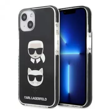 Karl Lagerfeld KLHCP13STPE2TK Hard Case für iPhone 13 mini, 5,4 inch, Schwarz, Karl & Choupette Head